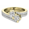 thumbnail image 2 of 1.20 Carat (ctw) 18K Yellow Gold Round White Diamond Ladies Two Stone Bypass Style Bridal Engagement Ring Set, 2 of 4