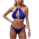 thumbnail image 1 of Conjunto de Bikini de Cintura Alta para Mujeres Color Sólido Sexy Colgantes Ajustables Bikini, Diseño de Corte Alto sin Espalda para Piscina, Playa Y Vacaciones, 1 of 4