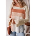 thumbnail image 5 of Ushdele Vibrant Apricot Pointelle Sweater: Trendy Colorblock & Relaxed Fit, 5 of 8