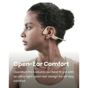 Shokz OpenRun Pro Premium Bone Conduction Open Ear Bluetooth Headphones for Sports with Cooling Wristband (Beige)