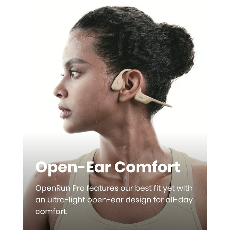 Shokz OpenRun Pro Premium Bone Conduction Open Ear Bluetooth Headphones for  Sports with Cooling Wristband (Beige)
