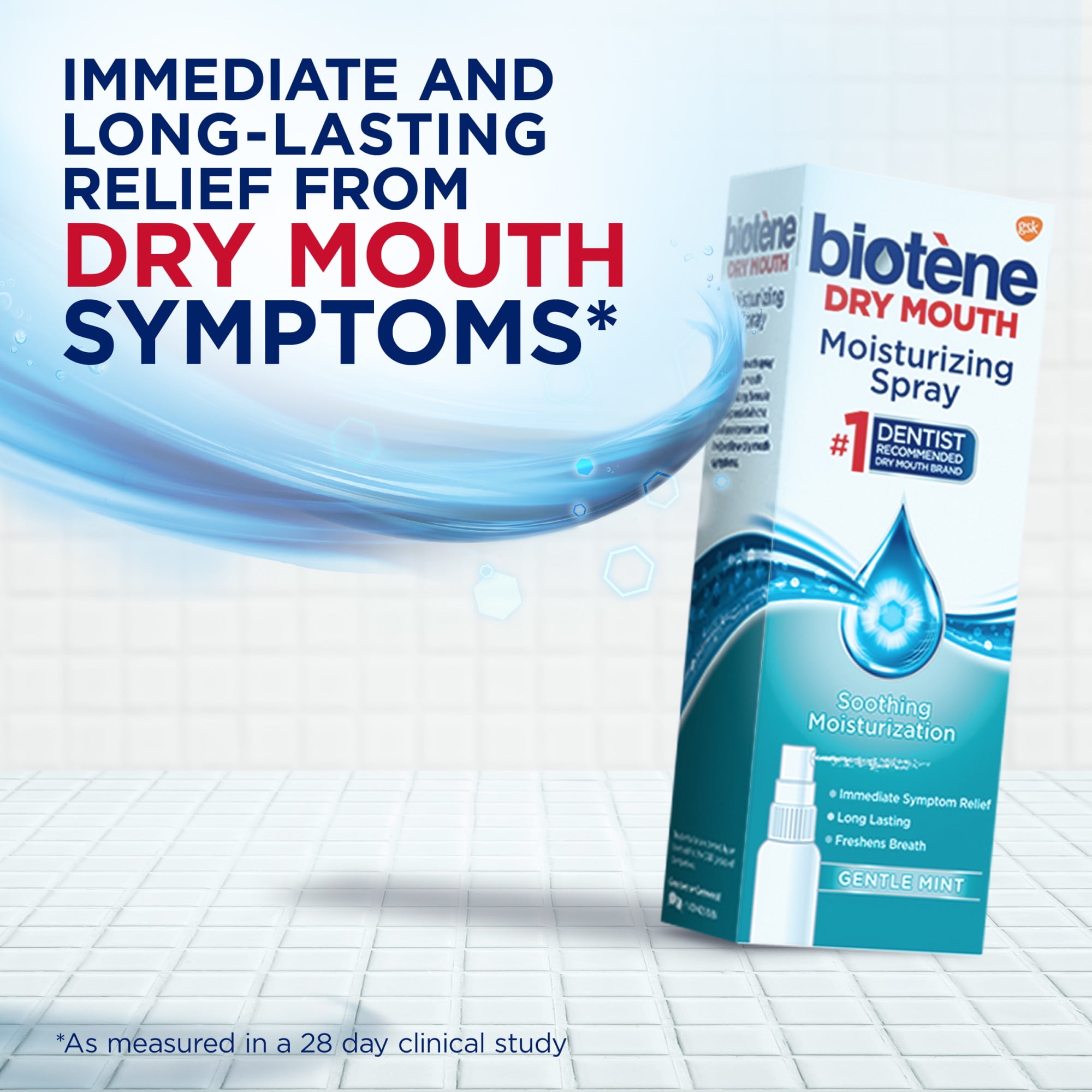 (5 pack) Biotene Dry Mouth and Fresh Breath Moisturizing Spray, Gentle Mint, 1.5 Oz, for Children and Adults