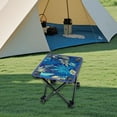 thumbnail image 6 of koolsoo Camping Stool recliner Foot Rest Mini Folding Stool Footrest Ottoman Ultralight Foldable Foot Stool for Barbecue Hiking Patio Blue Leaves, 6 of 8