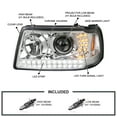 SpecD Tuning LED Light Bar Chrome Housing Clear Lens Projector Headlights w/LED Signal