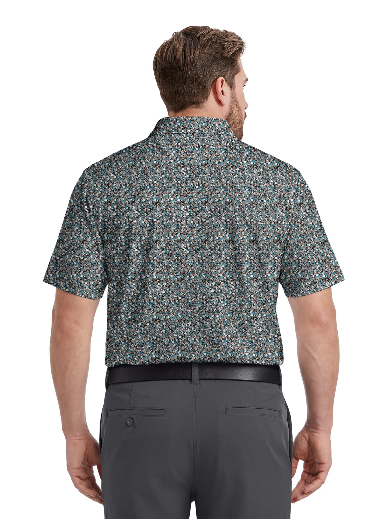 Ben Hogan Performance Men's & Big Men's Micro Floral Print Short Sleeve Polo Shirt, Sizes S-4XLT