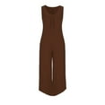 thumbnail image 4 of XIAfhje Jumpsuits For Women Casual Summer Rompers Sleeveless V Neck Jumpsuits Loose Overalls With Pockets Wide Leg Long Pants Overalls, 4 of 9