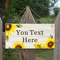 Personalized Wooden Hanging Garden Sign, Sunflower House Sign Yard Garden Shed Porch Home Decoration, Custom Sunflower Welcome Sign Decorative Outdoor UV Printed Your Text