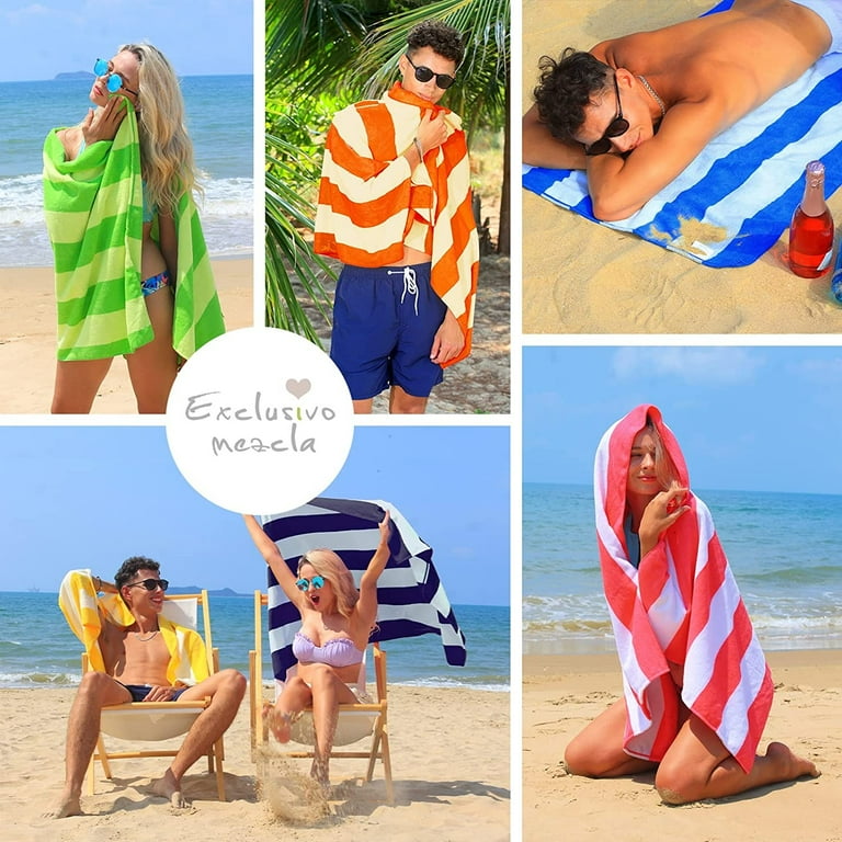 Free Shipping Exclusivo Mezcla 4 Pack Large Beach Towel for Kids and Adults Microfiber Cabana Striped Pool Beach Towels Set Pink Green Blue Yellow 30 x 60 Lightweight and Highly Absorbent Walmart