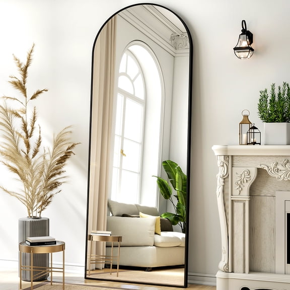 Cenovo 64"x 21.5" Arched Full Length Mirror Full Body Floor Mirrors, Black