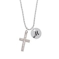 thumbnail image 2 of Delight Jewelry Stainless Steel Philippians 4:13 - I Can Do All Things Engraved Cross - Silvertone Script Initial Disc - M - Charm Necklace, 20"+3", 2 of 4