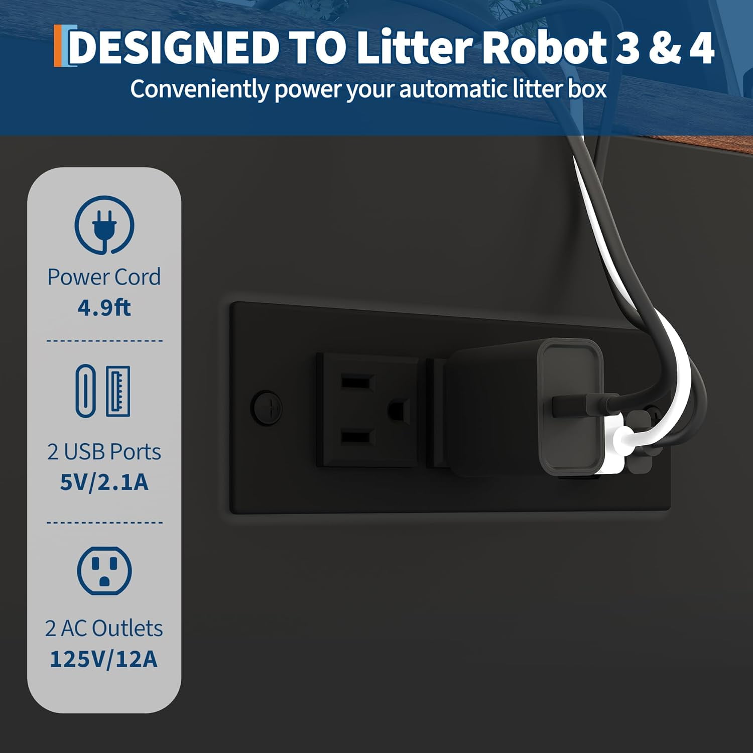 M optimized Litter Robot Enclosure Cabinet, XL Cat Enclosure Furniture with Built-in Power Outlet, Mat and Dog-Proof Shelf, Fits Most Self-Cleaning Litterboxes