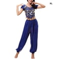 thumbnail image 3 of Sonducket Pantalones de danza del vientre indio para mujer, traje de baile con cordones en la espalda, traje profesional para adultos, ropa azul Type3 NO3, 3 of 6