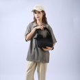 thumbnail image 2 of Bolsos de hombro de lona para mujer Bolso bandolera de gran capacidad Bolso sólido (Negro), 2 of 7