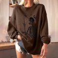 thumbnail image 2 of Sudadera extragrande de lana de manga larga con cuello redondo y estampado de calavera para mujer Pompotops gfhjh16790, 2 of 5