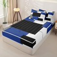 thumbnail image 3 of Castle Fairy Geometric Geometric Block Zipper Twin Comforter Sets with Fitted Sheet and 2 Pillowcases,Abstract Square Zipper Bedding Set,Navy Gray Black White,Reversible, 3 of 5