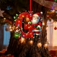 thumbnail image 2 of 26 Letters Christmas Ornament, Christmas Surprise Gift Ornament Santa & Elf Design, A to Z Letters Alphabet Ornament, Red Bow Wreath Decoration Letter Ornaments, Last Name Decoration Ornaments-G, 2 of 5