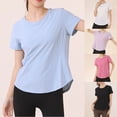 thumbnail image 4 of T-shirt d'Entraînement Respirant à Séchage Rapide pour Femmes Été 2025 Manches Courtes Col Rond pour Gym Course et Yoga, 4 of 4