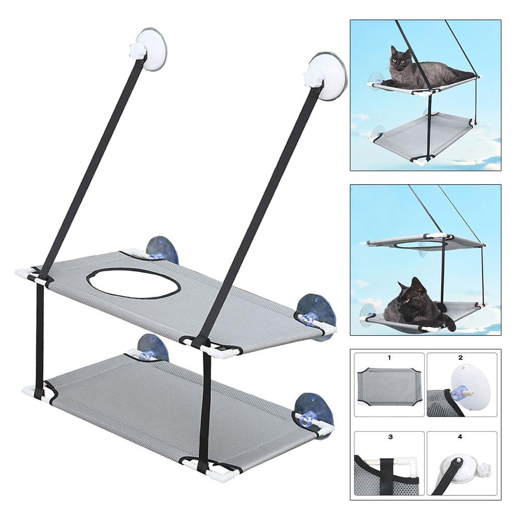 Bvdfgk Pet Cat Window Mounted Hammock Suction Cup Soft Perch Hanging Bed Shelf Bearing Gray Double Layer