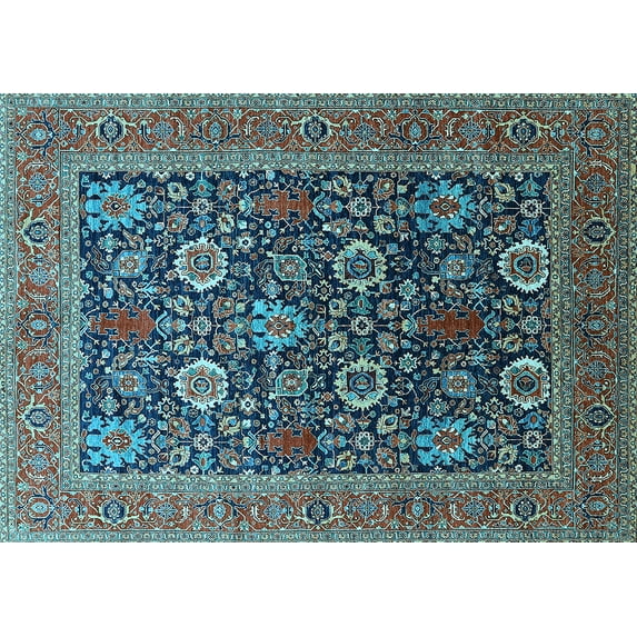 Ahgly Company Indoor Rectangle Oriental Light Blue Industrial Area Rugs, 2' x 3'