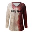 thumbnail image 3 of MHFRRA Camiseta de Manga Larga con Estampado de Manchas de Sangre para Mujer, Estilo Informal, para Fiesta de Halloween, con Cuello Alto, para Primavera, Verano y Otoño. Oro Rosa, 3 of 3