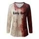 thumbnail image 3 of MHFRRA Camiseta de Manga Larga con Estampado de Manchas de Sangre para Mujer, Estilo Informal, para Fiesta de Halloween, con Cuello Alto, para Primavera, Verano y Otoño. Oro Rosa, 3 of 3