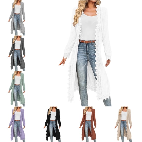 Jszlgo Womens Long Cardigan Fall Casual Draped Open Front Lightweight Long Sleeve Cardigan Duster