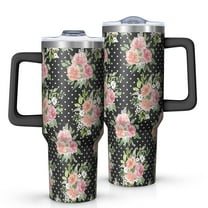 OBREWU Pioneer Flower Tumbler with Handle and Lid,Pioneer Flower 40oz Double Wall Vacuum Insulated Tumbler,Cups Gift for Women and Men
