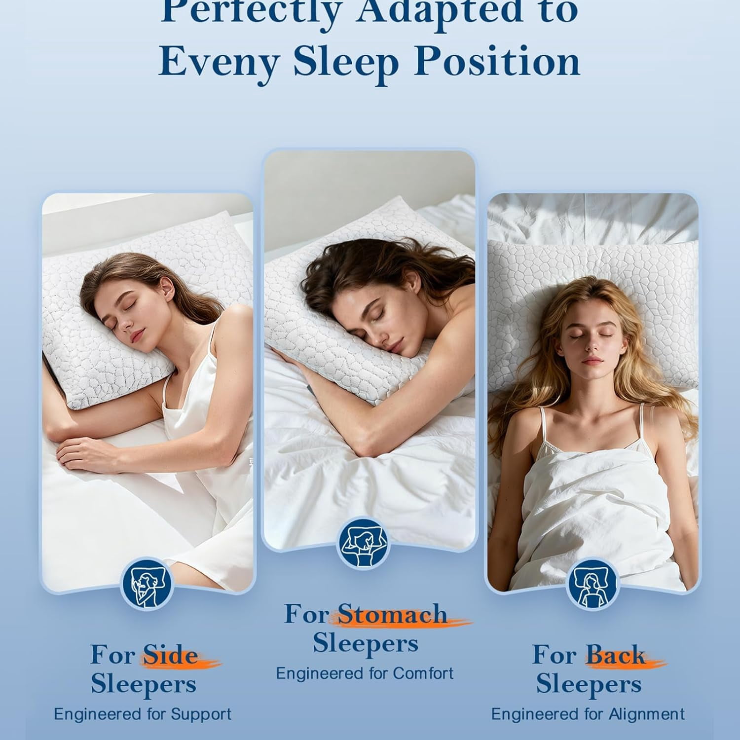 SUPA MODERN Cooling Shredded Memory Foam Bed Pillow, Queen Size 1-Pack, Adjustable Soft and Supportive for Side, Back & Stomach Sleepers