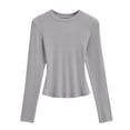 thumbnail image 3 of SELONE Undershirts Long Sleeve Women Crewneck Shirt Tops Soild Tight Bottom Underwear Clothes Purple, 3 of 3