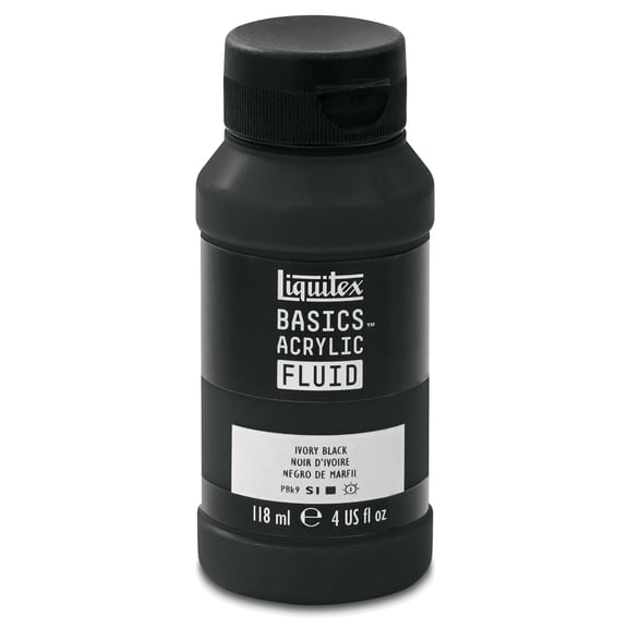 Liquitex Basics Acrylic Fluid Paint - Ivory Black, 118 ml