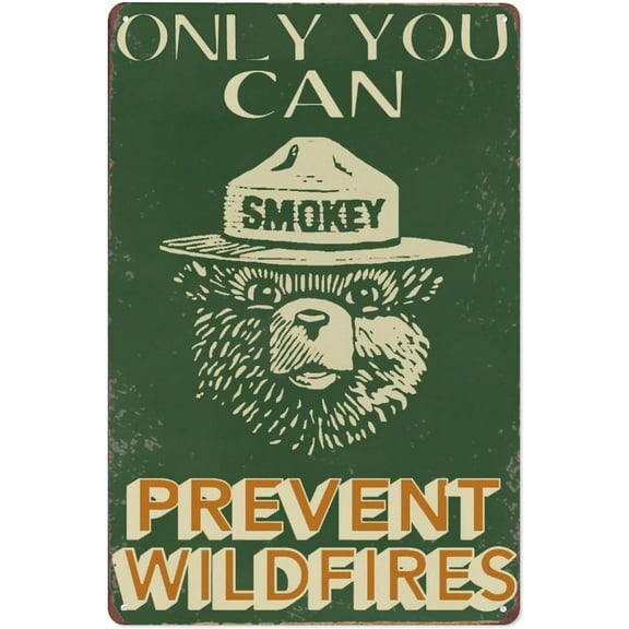 Metal Tin Sign-Smokey Bear - Only You Can Prevent Wildfires, Metal Tin Sign, 8 x 12inch