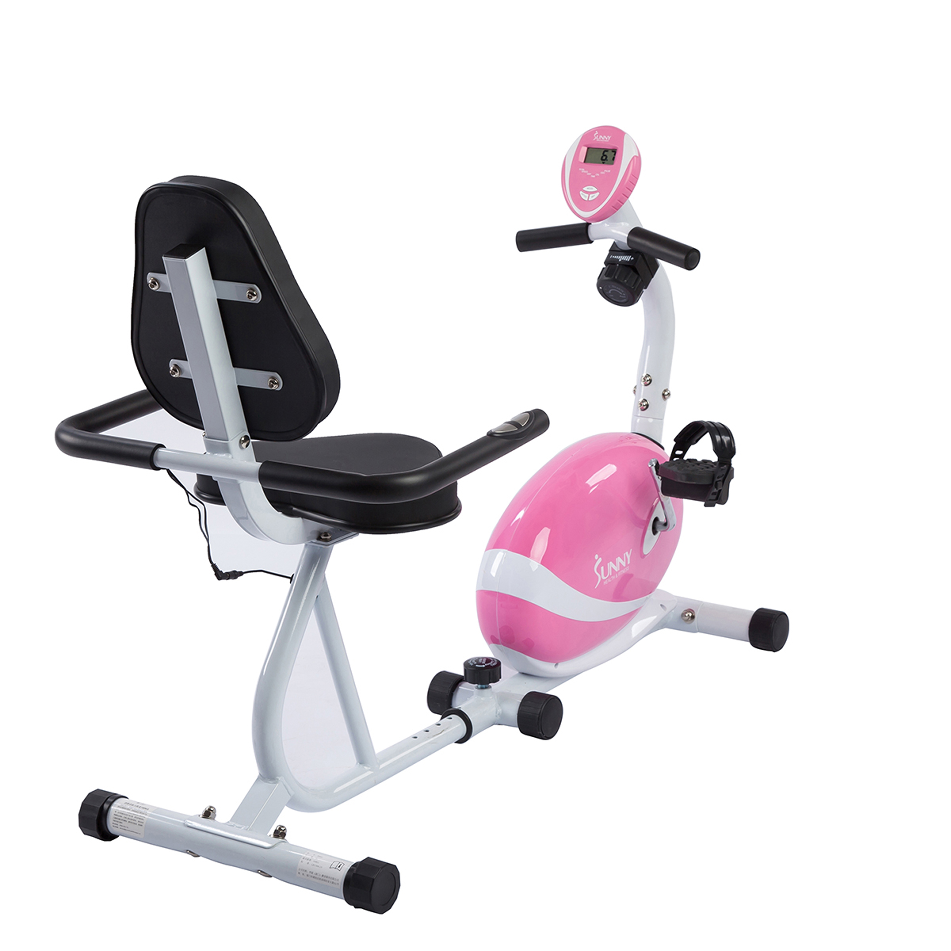 Sunny Health & Fitness Magnetic Stationary Recumbent Exercise Bike, 220 lb Capacity, LCD Monitor, and Pulse Rate Sensor, P8400 - image 9 of 9
