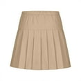 thumbnail image 4 of Amidoa Girls Pleated Mini Skirts- Summer Casual Stretch High Waist Kids School Uniform Khaki Size 6, 4 of 7