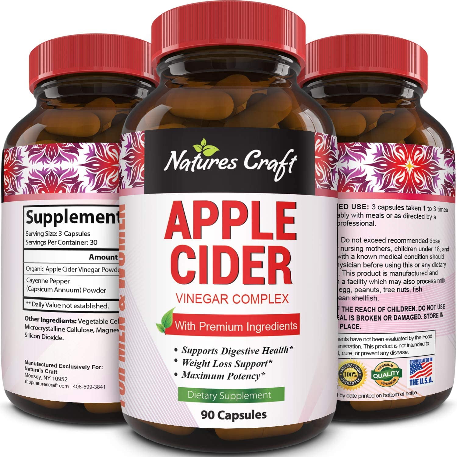 Apple Cider Vinegar Weight Loss Supplement Natural Detox Diet Pills