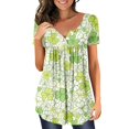 thumbnail image 1 of B91xZ Hauts Grande Taille pour Femmes Été Manches Courtes Col Rond Ajusté Mignon Crop Top Blouses, X S, 1 of 4