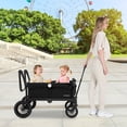 thumbnail image 2 of Babyjoy Wagon Stroller for 2 Kids Push Pull Double Stroller with Adjustable Handle Black, 2 of 9