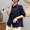 thumbnail image 2 of XuJwPNcy Button Down Shirts for Women Half Sleeve Collared Tops Trendy Casual Summer Tee Clothes Breathable Comfy Outfits, 2 of 5