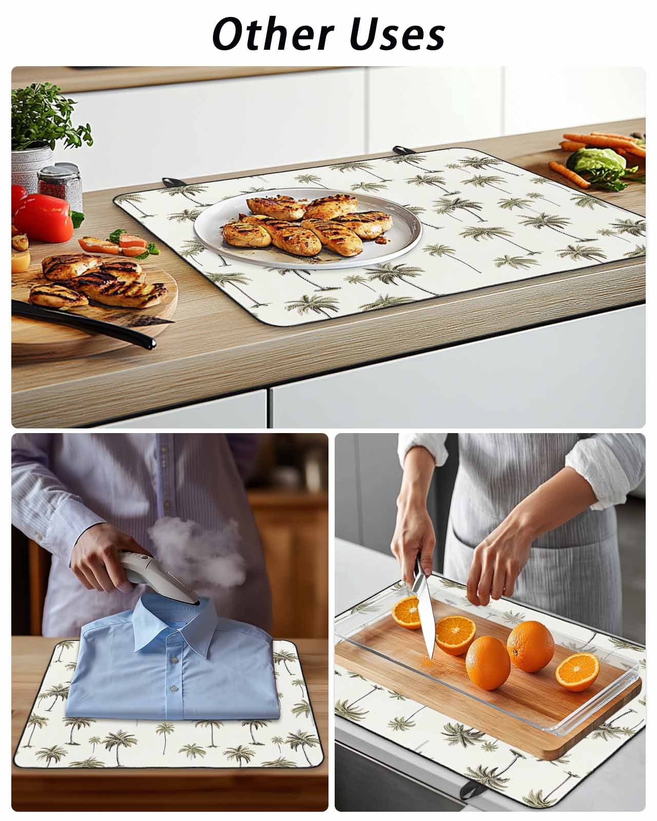 Stove Top Covers for Electric Stove, Palm Trees Glass Stovetop Cover Protector, Green Botanical Summer Tropical Plants Induction Cooktop Protector Oven Mat for Kitchen Countertop 24"x21"