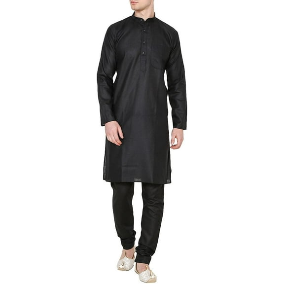 Royal Men's Black Superfine Linen Kurta Pyjama Set