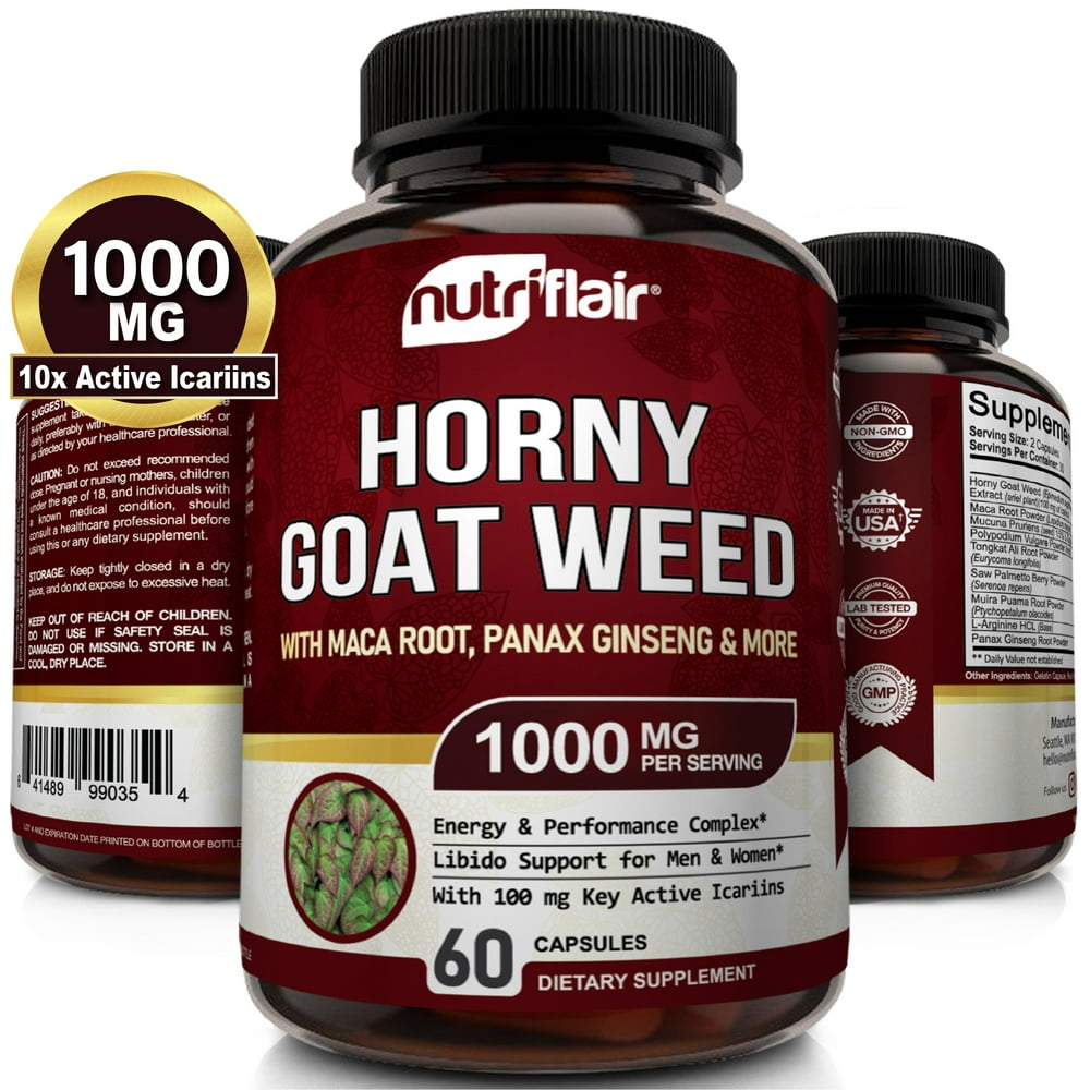 NutriFlair 10X Potent Horny Goat Weed Extract, 1000mg Epimedium (10.