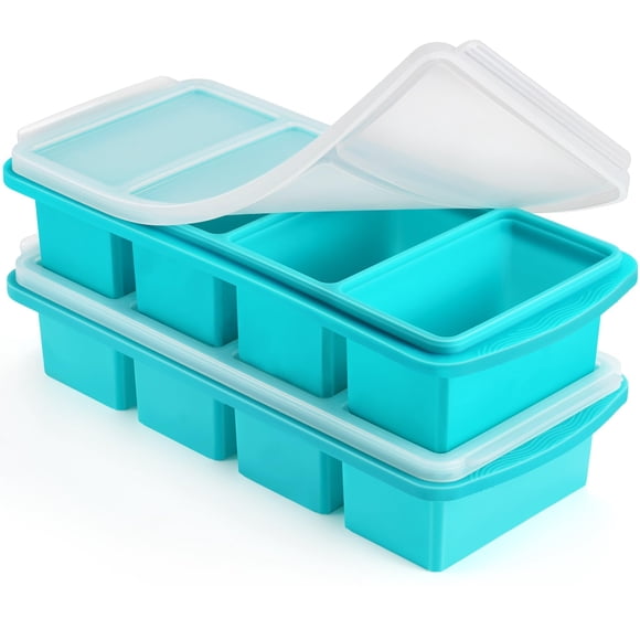 Bandeja congeladora Uozuke de silicona, 1 taza con tapa, almacenamiento de alimentos, paquete de 2