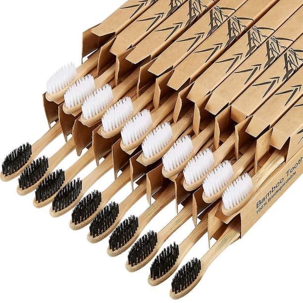 20 piezas de Cepillos de dientes de bambú biodegradables LIUYMXG con cerdas suaves