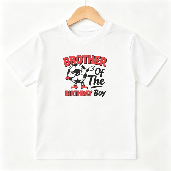 Brother Of The Birthday Boy Soccer Boys Graphic Tees Kids T-Shirt 100% Cotton Short Sleeve Tops Ages 4-13Y