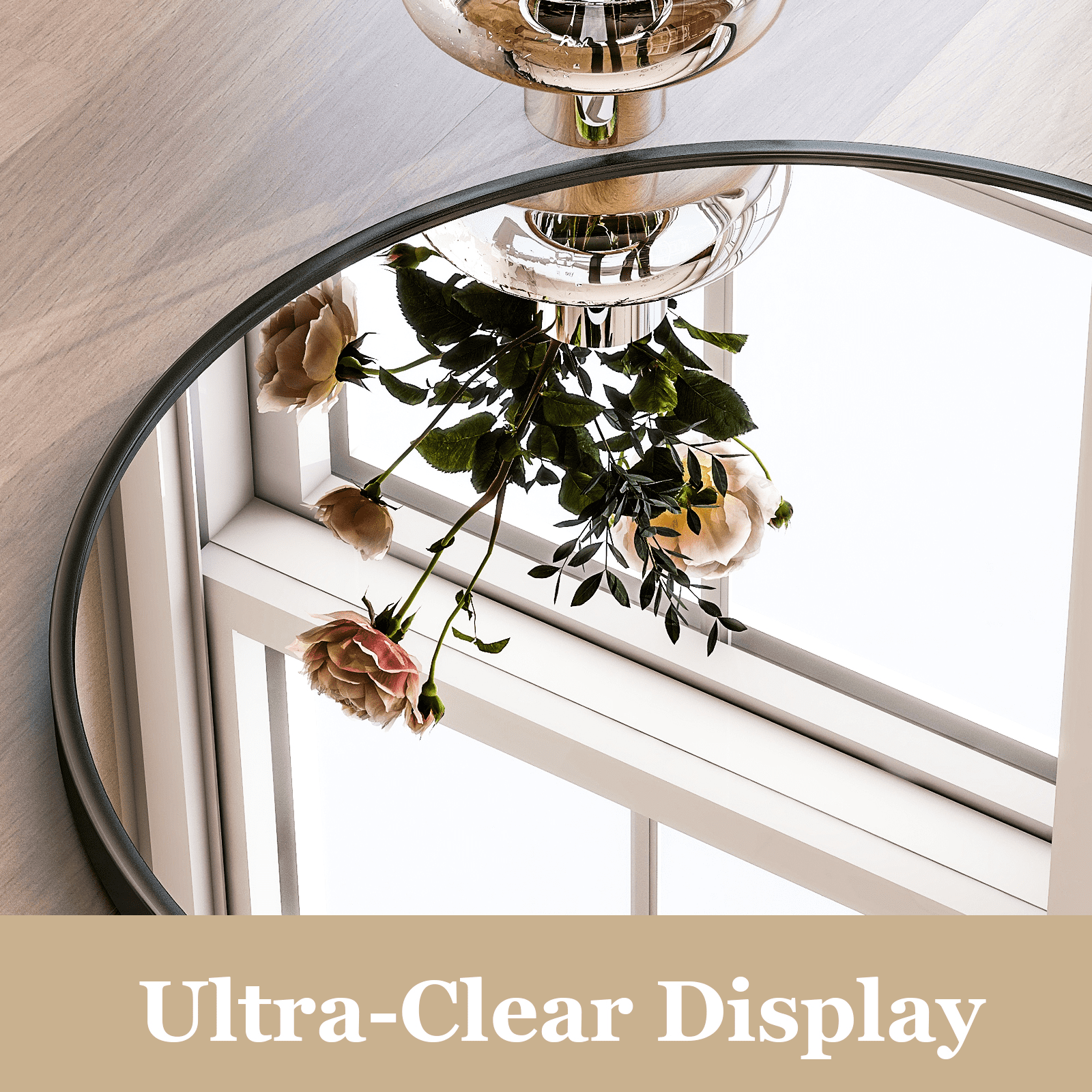 GRAHMCY 40"x30" Arched Bathroom Mirror Wall Mirror With Aluminum Alloy Frame, Black