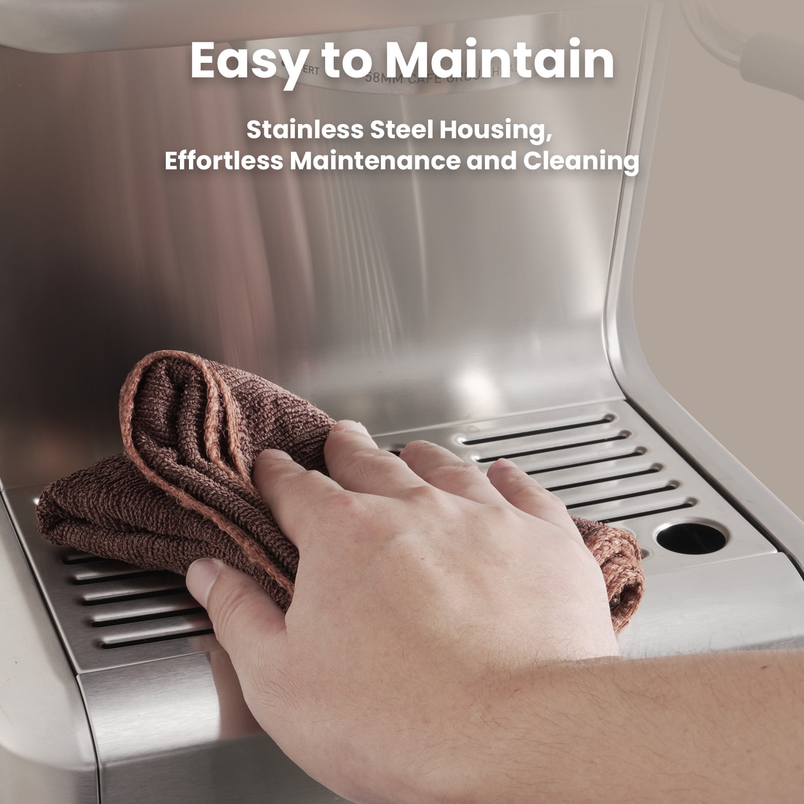 GEVI Espresso Machine Cafe Steam Maker，stainless steel