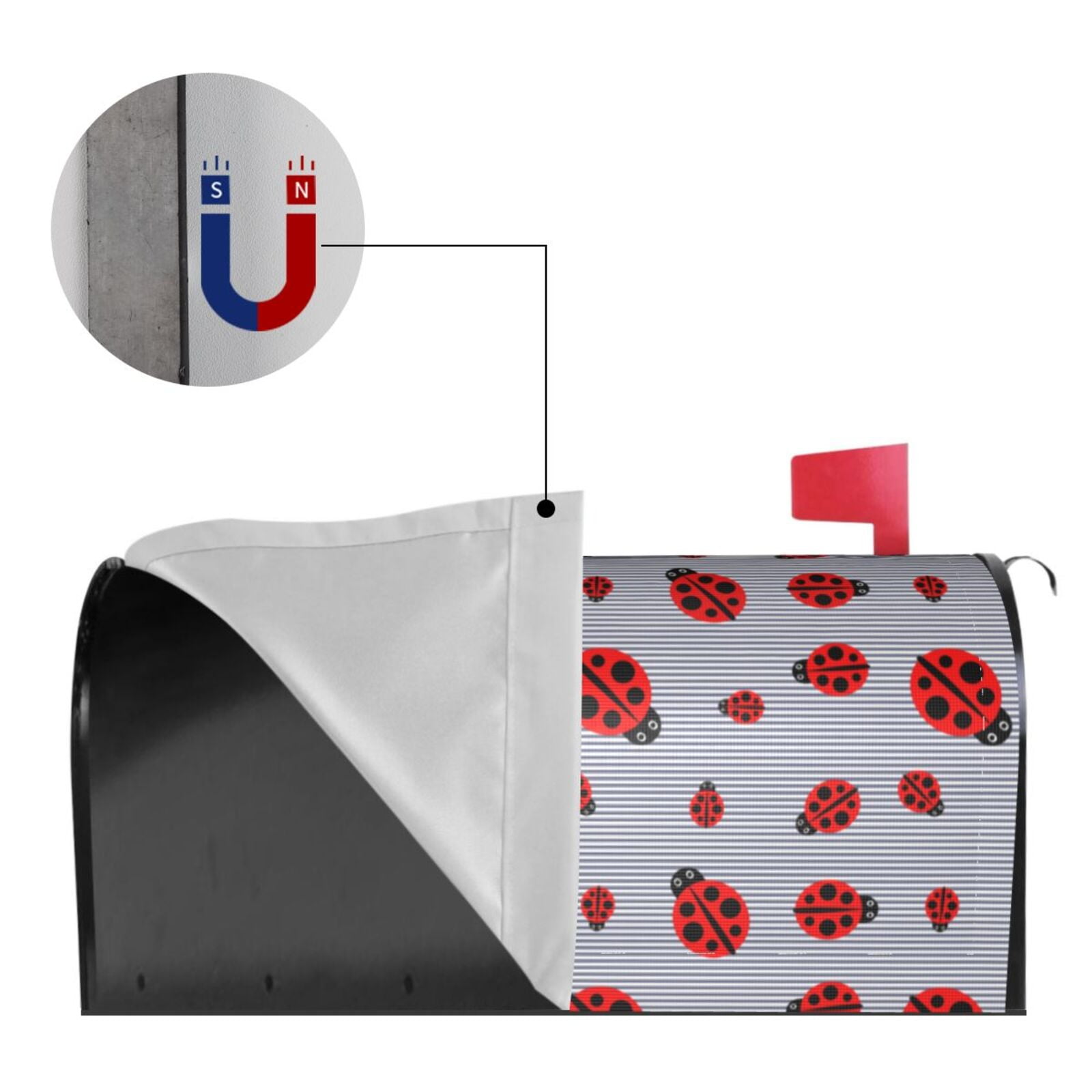 Logiee Ladybug Print Post Letter Box Wrap Decor, Mailbox Cover Suitable for Standard Mailbox and Large Size Mailbox,Outdoor Yard Decoration-25.5x21 in