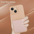 thumbnail image 2 of iPhone 14 Plus Case Card Holder Pink Sand Liquid Silicone Soft Screen Protector Cover Shockproof Anti Scratch Microfiber Lining Full Body Protection Shell, 2 of 12
