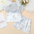 thumbnail image 3 of GYRATEDREAM Toddler Baby Summer 2 Piece Outfits Boys Girls Graphic Print Suit Kids Short Sleeve Lapel Collar Button down Shirt Tops + Elastic Waist Shorts Set for 1-6 Years, 3 of 8