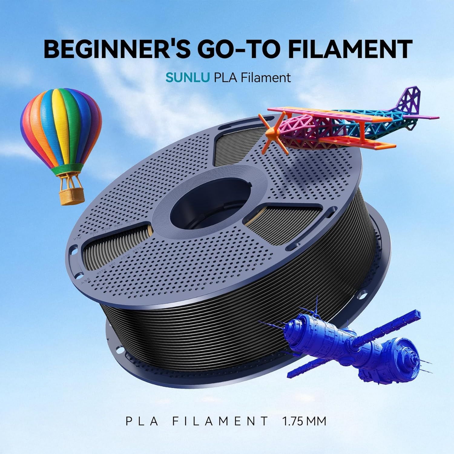 Large Spool 5KG PLA Filament, PLA 3D Printer Filament 1.75mm, Less Stringing Good Layer Adhesion High Toughness,Big Roll PLA Filament, 5KG Spool (11lbs), PLA White