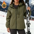 thumbnail image 3 of qucoqpe Womens Thermal Fleece-Lined Ski Jacket Windproof Waterproof Zip-Up Snow Hiking Coats Fall Winter Windbreaker Sports Hooded Softshell Jackets, 3 of 7